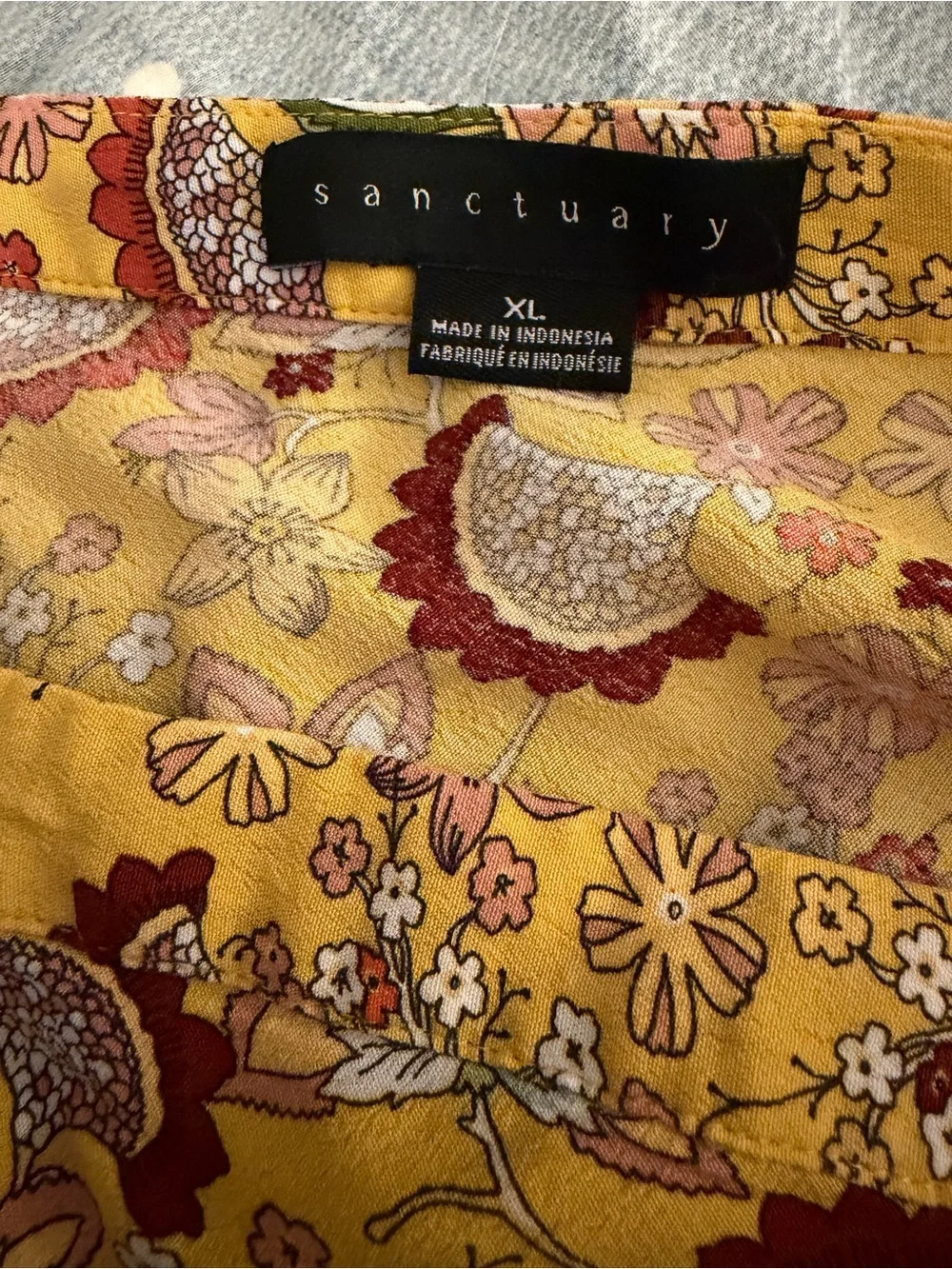Sanctuary Mustard Yellow Floral Midi Skirt
